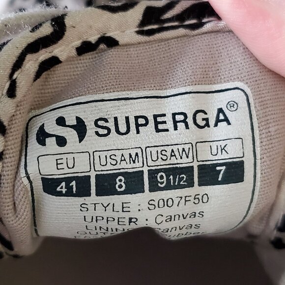 Superga 9.5 USW Trainers Leopard Zebra Print Canvas Sneakers Rubber Sole Unisex - Picture 6 of 10